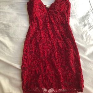 Pretty lace red sexy mini dress. Padded bra